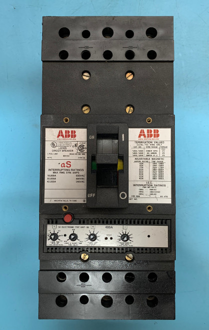Refurbished ABB JS 400 UXAB-78530-R-999 400 A CIRCUIT BREAKER 600V 3P RECONDITIONED lsi UXAB-78530-R-999(R - Product Image