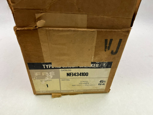 New FPE NFJ434100 NIB 3P 100A 480V Breaker See Pics C11 - Product Image