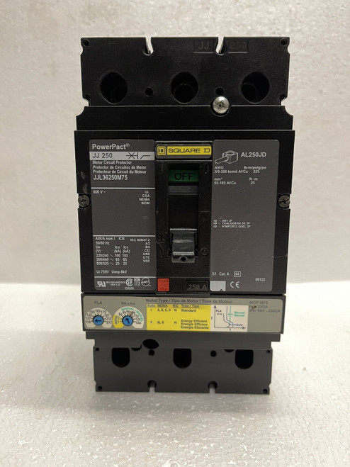 New JJL36250M75 SQUARE D 3P 250A 600VAC MOLDED CASE CIRCUIT BREAKER New Takeout - Product Image