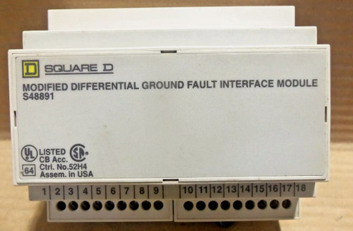 Used SQUARE D S48891 MODIFIED DIFFERENTIAL GROUND FAULT INTERFACE MODULE USED - Product Image