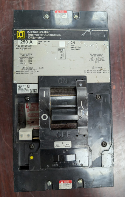 Used ? SQUARE D 250 AMP CIRCUIT BREAKER 600 VAC 3 POLE LAL362501021 - Product Image