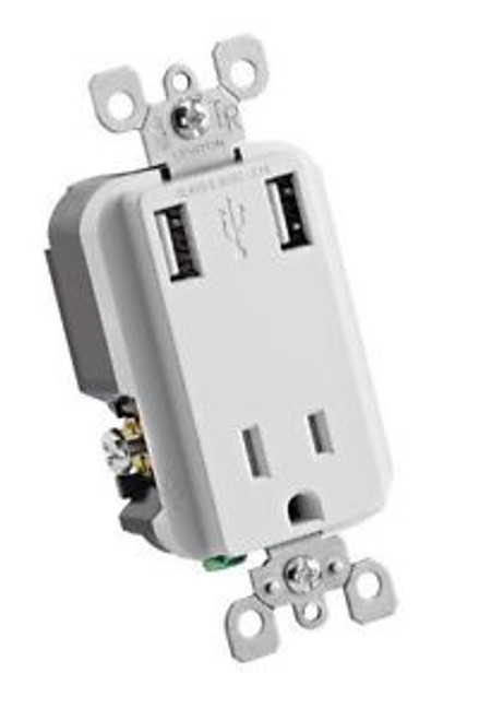 Leviton T5630-W Usb Charger Wall Outlet/Tamper-Resistant Receptacle 15Amp 6 Pk