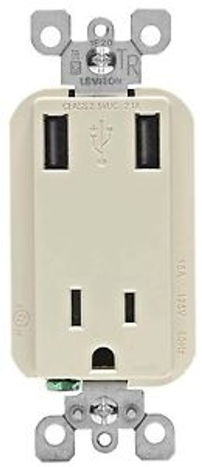 Leviton T5630-T Usb Charger Outlet/Tamper-Resistant Receptacle 15Amp 6 Pack