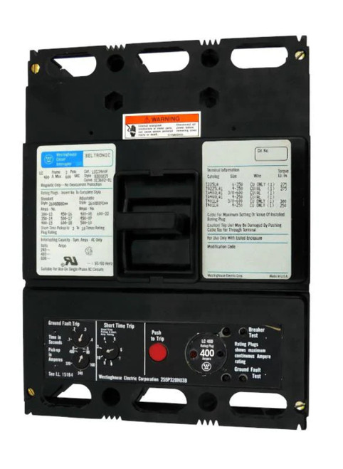 Refurbished Westinghouse LCG3400F w400A Rating Plug 400A 600V Circuit Breaker Reconditioned - Product Image