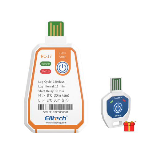 New Elitech RC-17 Disposable Temperature Data Logger USB PDF Report Light Alarm - Product Image