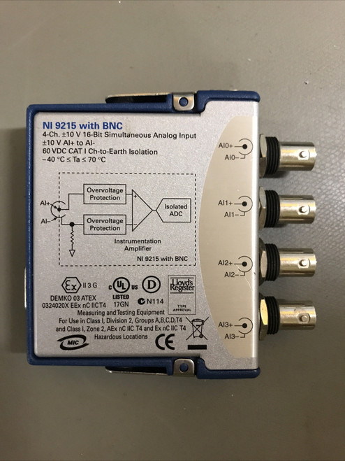 Used National Instruments NI 9215 BNC 4-Channel 10V Simultaneous Analog Input Module - Product Image