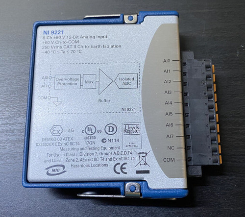 Used National Instruments NI 9221 cDAQ ±60V 12bits 8 Channels Analog Input Module 194932A-01L - Product Image