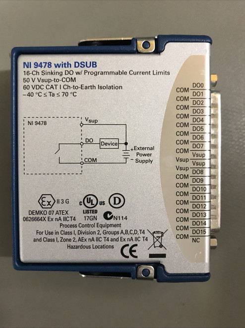Used National Instruments NI 9478 16-Channel Sinking Digital Output Module C-Series - Product Image