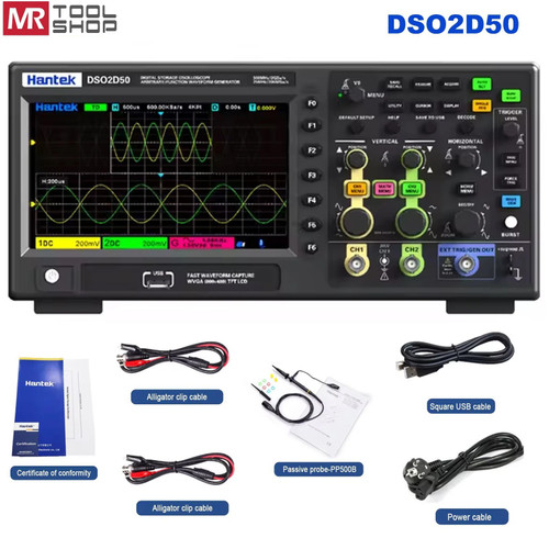 New Hantek DSO2D50 2CH Digital Storage Oscilloscope Signal Generator 500Mhz 2GSs Sa - Product Image
