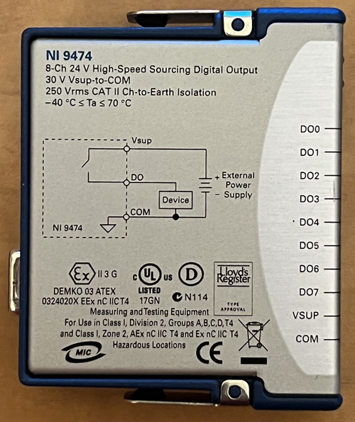 Used National Instruments NI 9474 8-Channel C-Series Sourcing Digital Output Module NI-9474, NI9474, NI 9474 - Product Image