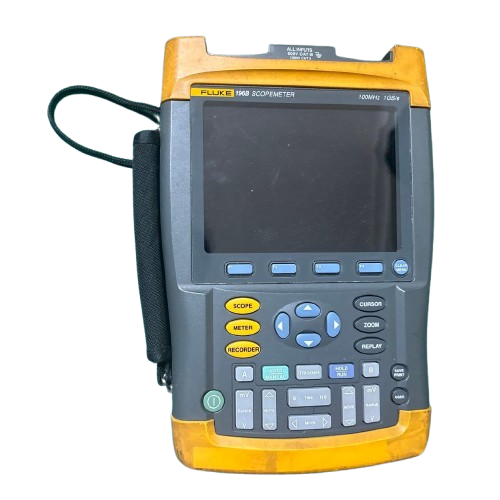 Used FLUKE 196B Scopemeter Dual Channel 100MHz 1GSs Yellow w Adapter r - Product Image