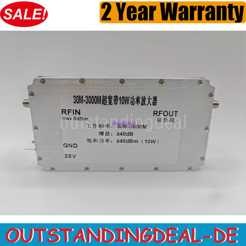 New 30M-3000M 10W Broadband RF Power Amplifier Gainâ¥40dB  28V Operating Voltage  - Product Image