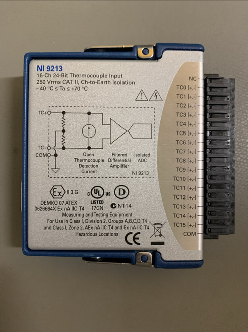 Used National Instruments NI 9213 16-Channel 24-Bit Thermocouple Input - Product Image