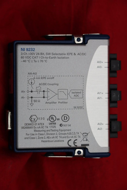 Used NI 9232, 3-Channel, 102.4 kSschannel, ±30 V, C Series Sound  Vibration Module 199911A-01L - Product Image