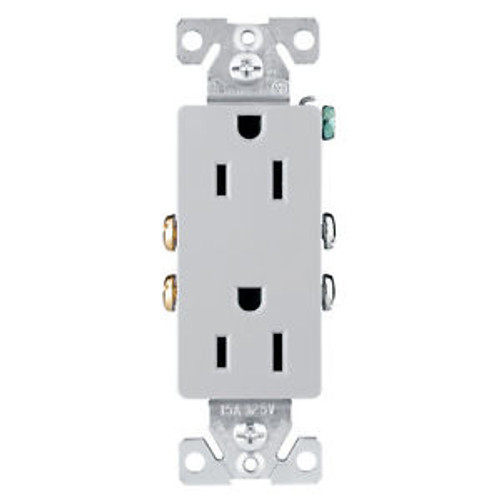 15 Cooper 15-Amp Gray Decorator Duplex Electrical  Receptacle Outlet # 1107Gy