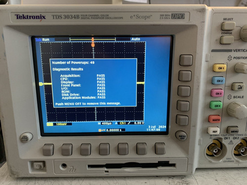 Refurbished Very low 109 hours Cald Tektronix TDS 3034B Digital Oscilloscope 300MHz 4CH TDS3034B - Product Image