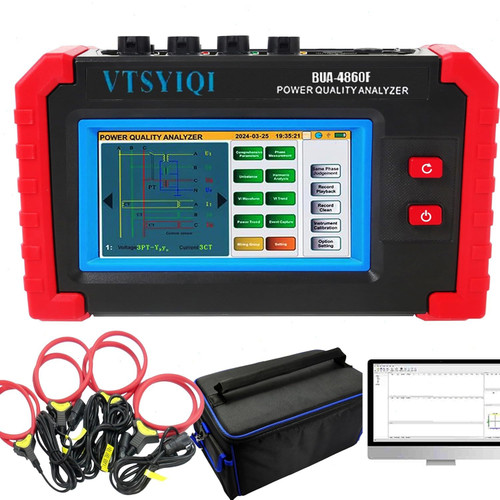 New 3 Phase Power Quality Meter with Current Range 10A6000A Phasor Diagram Display Power Quality Analyzer - Product Image
