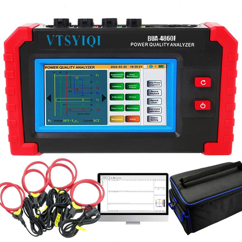 New Three-Phase Power Quality Analyzer with Current Clamp 10A6000A USB Interface - Product Image