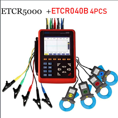 New 3 Phase Power Quality Analyzer Power Energy Analyzer ETCR5000 4PCS ETCR040B - Product Image
