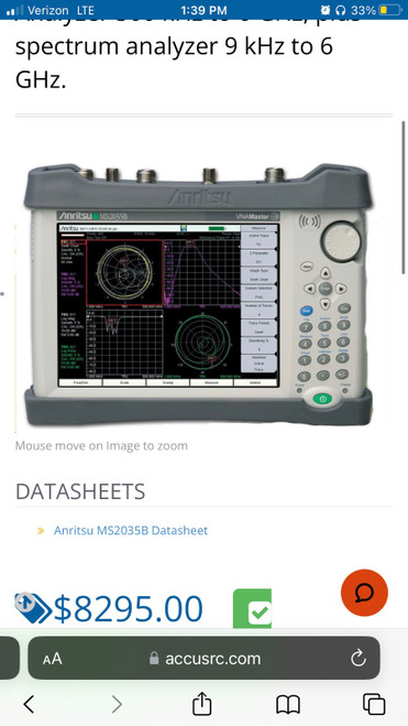 New anritsu spectrum analyzer 9khz to 6ghz - Product Image