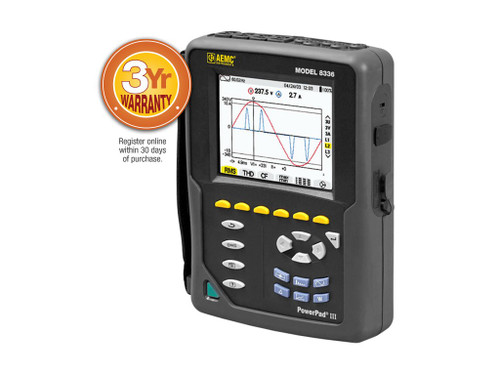 New AEMC 8336 W4 193-24-BK - PowerPad® III Model 8336 w4 193-24-BK Probes 24 8336 W/4 193-24-BK - Product Image
