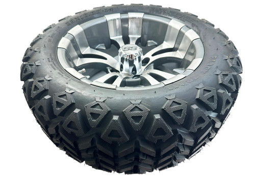 New SS 14 Vampire Aluminum Gunmetal Wheel with Black Trail GOLF CART Tire FAST SHIP  - Product Image