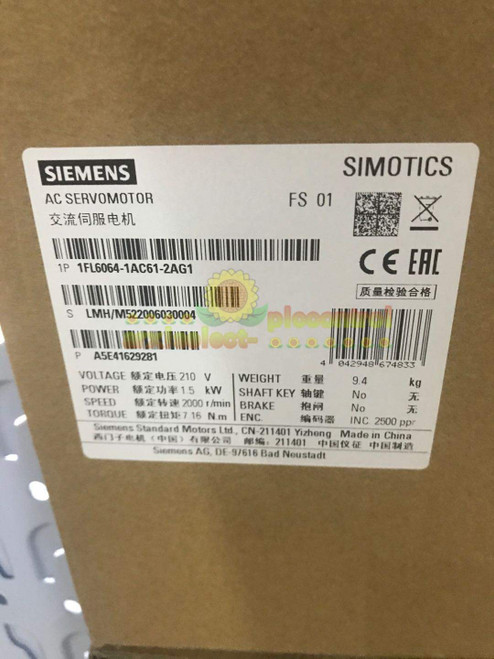 New ONE NEW SIEMENS Servo Motor 1FL6064-1AC61-2AG1  - Product Image