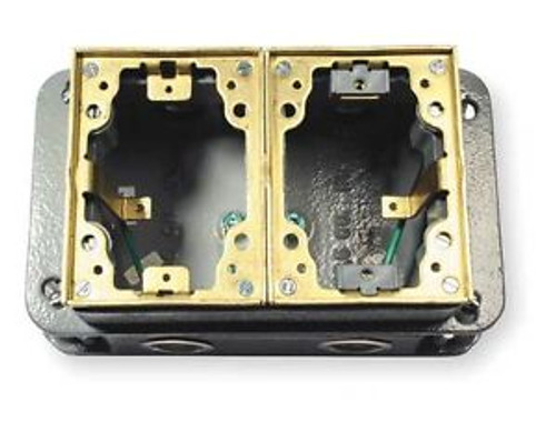 Hubbell Wiring Device-Kellems B4233 Floor Box,2-Gang Rectangular,Cast Iron