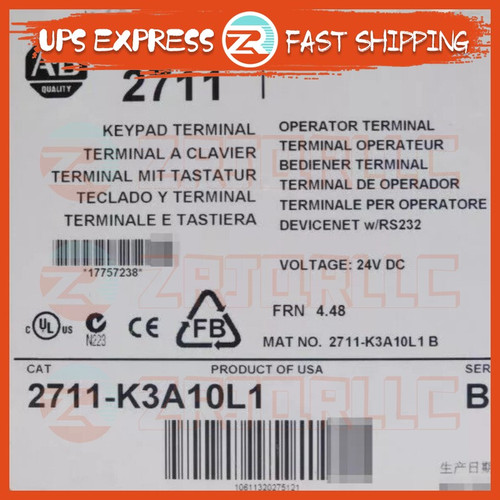 New 2711-K3A10L1 AB PanelView Standard Termil 2711-K3A10L1 Fast ShippingHT  - Product Image
