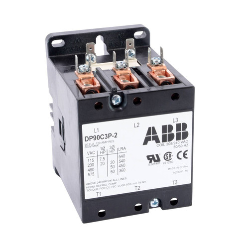 Dp90c3p-f Abb 3-pole 90a Definite Purpose Contactor 24vac-coil New