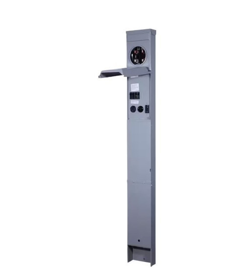Metered Rv Earth Burial Pedestal 50 Amp + 30 Amp Rv Receptacles 20 Amp Gfci