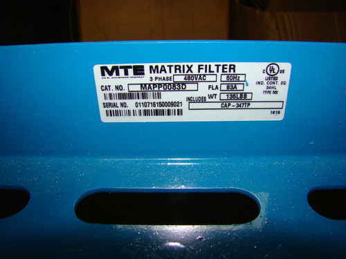 Mte Mapp0083d Matrix Ap Harmonic Filter, 3ph, 480vac, 83a, 60hz, New