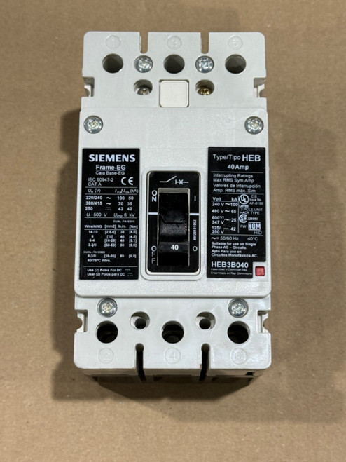 Siemens Heb Heb3b040 3 Pole 40 Amp 600y/347v Circuit Breaker