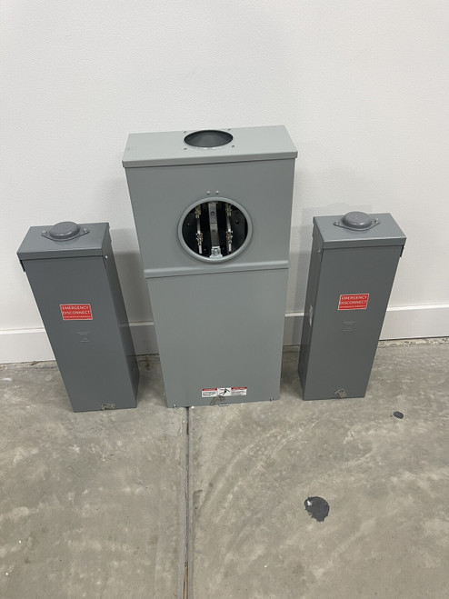 Eaton 400 / 320 Amp Meter Base Socket Single Phase 324n & Two 200amp Square D Cb