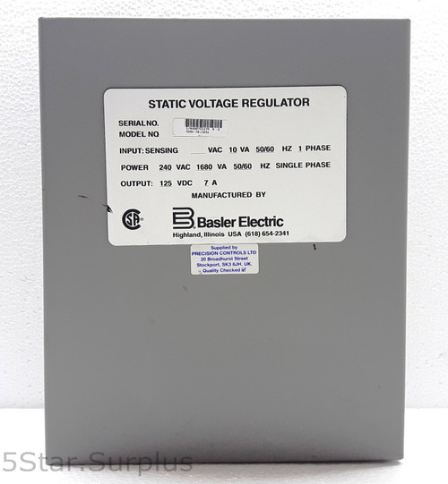 Basler Sr8a-2b15b3a Static Voltage Regulator Sr8a2b15b3a