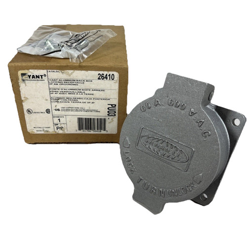 Bryant Electric 26410, Power Interrupting Receptacle, 3p4w, 60a 600v, 1 Pc
