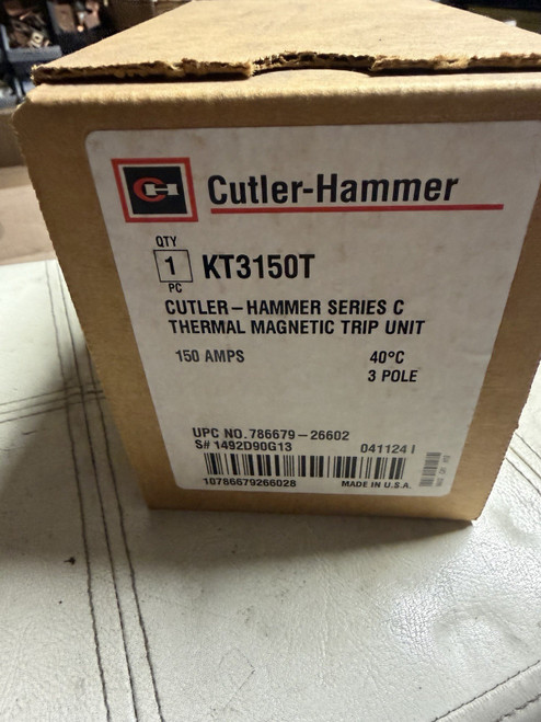 Eaton Kt3150t Thermal Magnetic Trip Unit Series C 150 Amps 3 Pole New