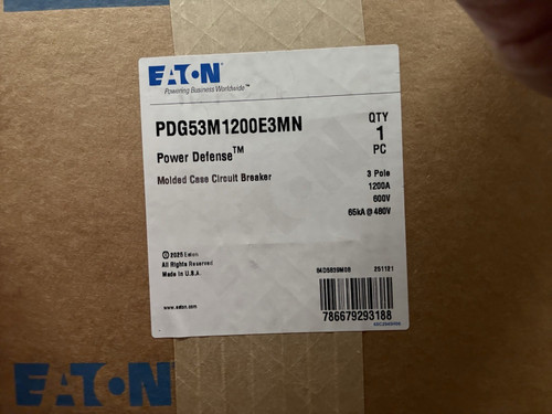 New Ch Eaton Pdf53m1200e3mn 3 Pole 1200 Amp 600v Circuit Breaker Pdg53m1200e3mn