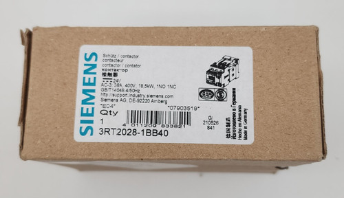 Siemens 3rt2028-1bb40 Contactor 38a, 24v Dc 3rt20281bb40 Next Day Available
