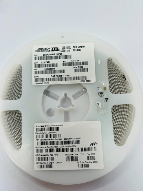 2kpcs(reel) of 202r29w151kv4e Ceramic Capacitor 150pf 2kv X7r 10 Smd 1808