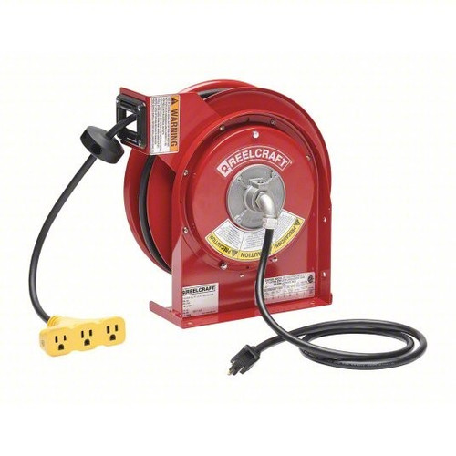 Reelcraft 45' Triple Tap Outlet Spring Retractable Power Cord Reel L 4545 123 9