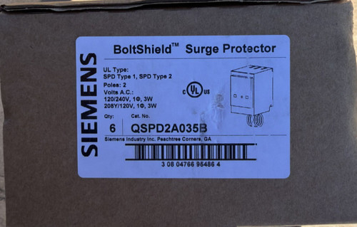 6 Pcs Siemens Qspd2a035b Boltshield 2-pole 120/240v Surge Protection Device