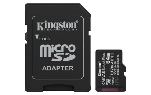 Kingston 64gb Microsdxc Canvas Select Plus Gen3 100mb/s A1 Card + Adapter - SDCS3/64GB