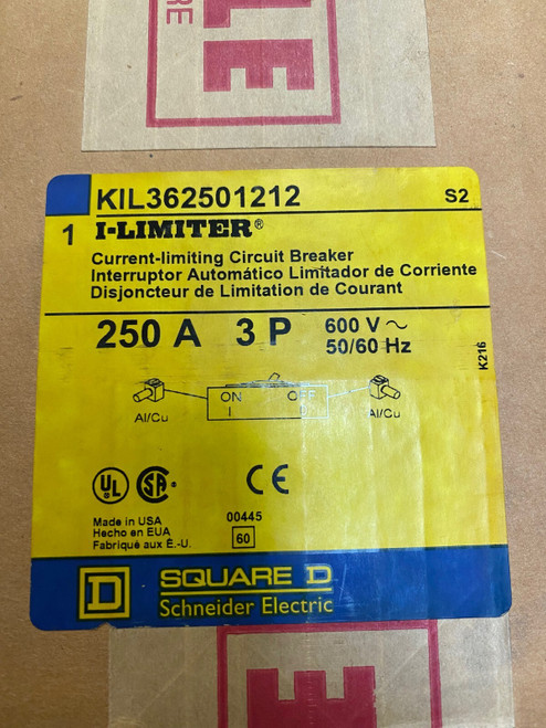 Square D Kil362501212 250a 600v with 1a/1b Aux Switch Sqd