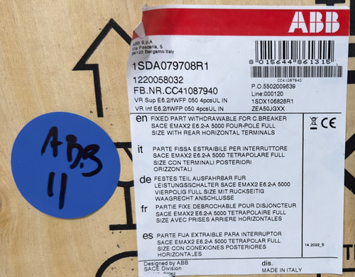 Abb Emax 2 5000 Amp Circuit Breaker Cradle E6.2-a 4 Pole with Drawable