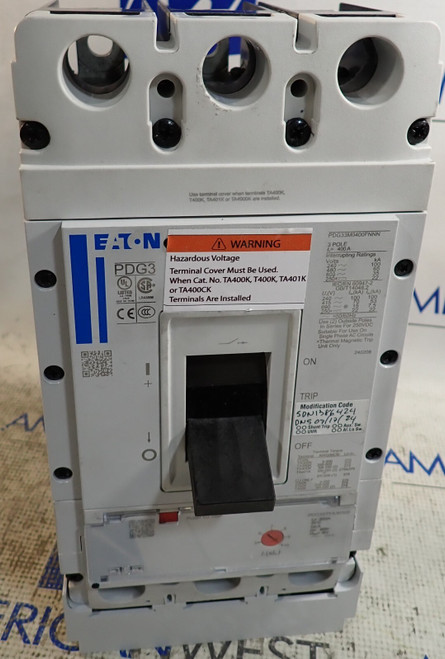 New Take Out Eaton Circuit Breaker Pdg23m0400fnnn 400a 3 Pole 65ka 480vac