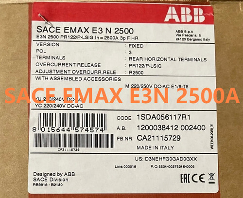 Abb Sace Emax E3n 2500a Circuit Breaker Sace Emax E3n 2500a