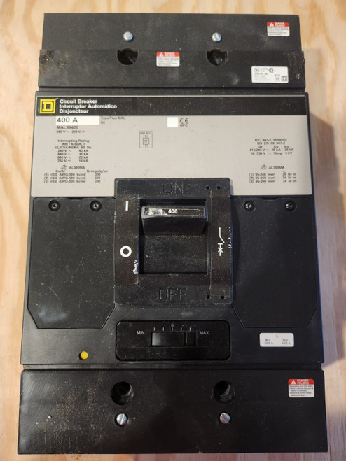 Mal36400 - Square D Feed-thru 600v 400a 3 Pole Circuit Breaker 30ka 480v