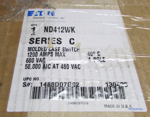 Eaton Circuit Breaker Nd412wk 600vac (damaged-shown in the 4th-6th Picture)