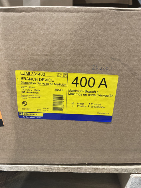 Square D Schneider Ezml331400 3 Pole Meter Stack Box Circuit Breaker